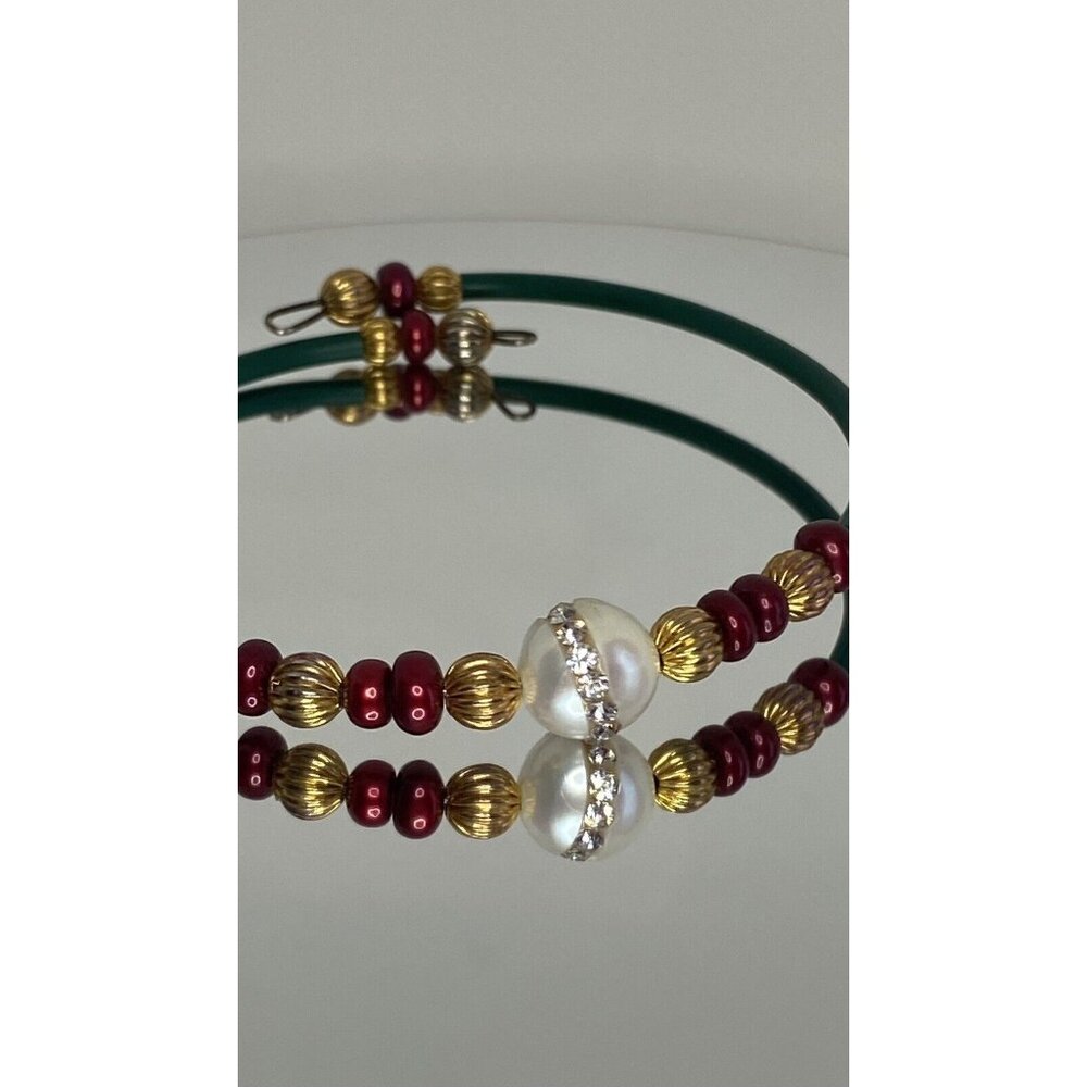 Bracelet Spring Collapse Beaded Fashion Costume Jewelry Christmas Green Red Gold
